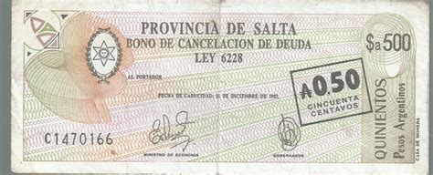 ARGENTINA BONO SALTA 0 50 AUSTRALES COL 007 VF