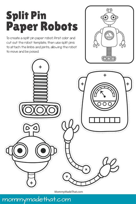 Build Your Own Movable Robots: Free Split Pin Robot Templates!