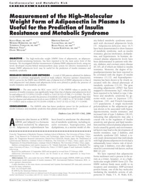 Fillable Online Care Diabetesjournals Measurement Of The High Molecular