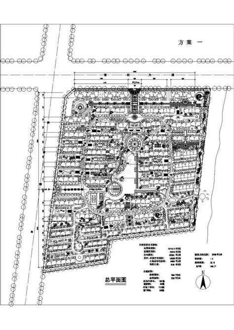 某大型多层住宅小区规划设计cad总平面方案图（含经济技术指标）住宅小区土木在线