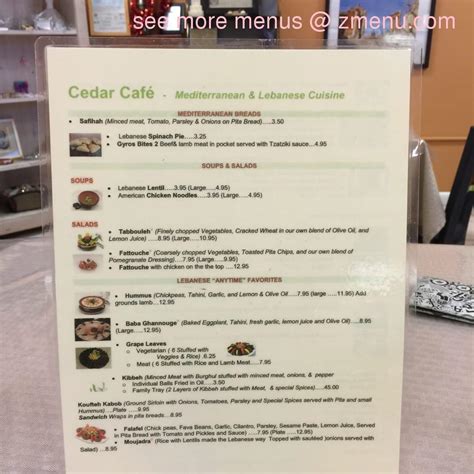 Online Menu Of Cedar Cafe Restaurant Cape Coral Florida 33990 Zmenu