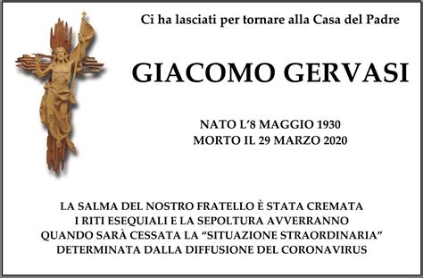 Manifesto Funebre Giacomo Gervasi Ilbernina