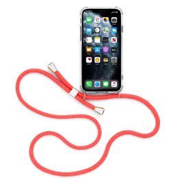 Forcell Cord Clear Silicone Case Διάφανη Θήκη με Λουράκι Red Samsung