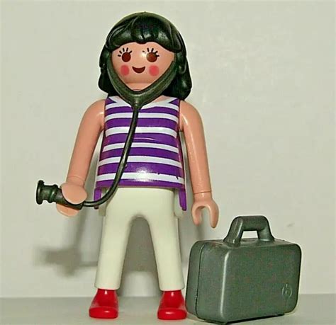 PLAYMOBIL MÉDECIN ENCEINTE hôpital femme avec stéthoscope et mallette