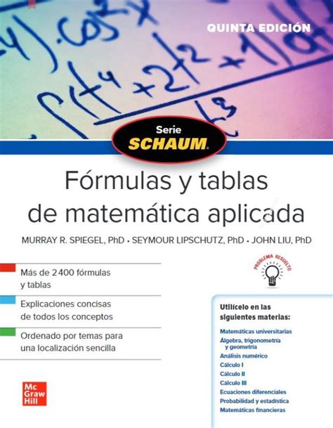 Ingebook F Rmulas Y Tablas De Matem Tica Aplicada Ed Serie Schaum