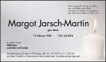 Traueranzeigen Von Margot Jarsch Martin Trauerportal Ihrer Tageszeitung