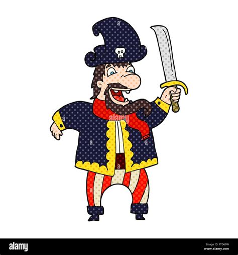 Freehand Drawn Cartoon Laughing Pirate Captain Stock Vector Image Art