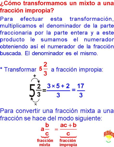 COMO PASAR DE FRACCIÓN MIXTA A FRACCIÓN IMPROPIA EJERCICIOS RESUELTOS