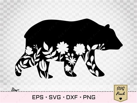 Floral Bear Svg Grizzly By Svgpouch Thehungryjpeg