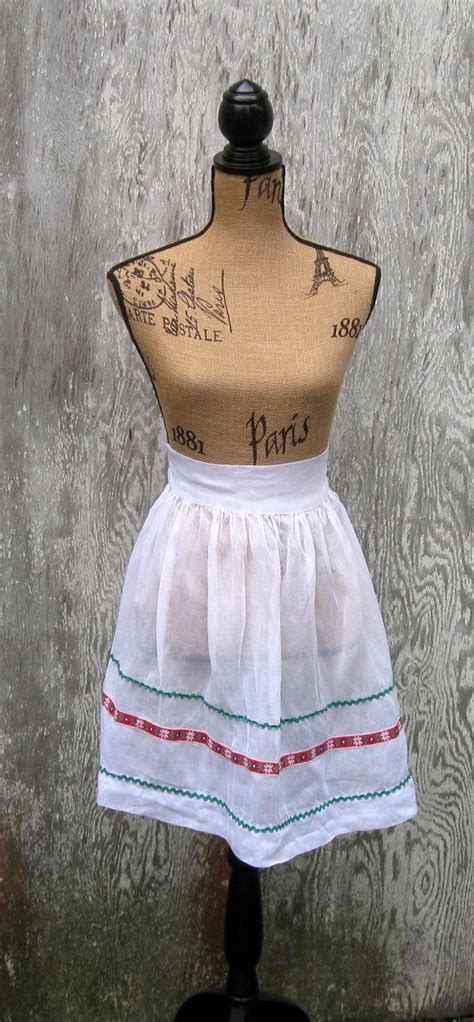 White Sheer Vintage Apron Half Apron Rick Rack Shabby Chic Etsy