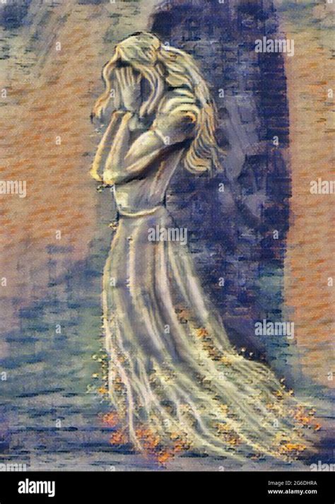 A crying white lady ghost illustration Stock Photo - Alamy