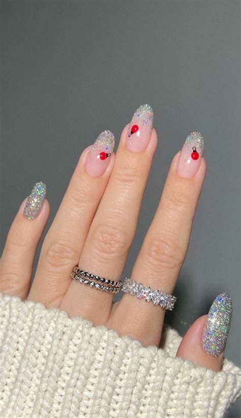 50 Festive Holiday Nail Designs And Ideas Glitter Tip Christmas Nails