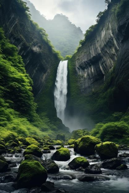 Premium Photo | Natural waterfall wallpaper