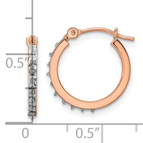 14k Rose Gold Diamond Fascination Round Hoop Earrings Unclaimed Diamonds