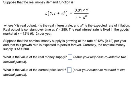 Solved Suppose That The Real Money Demand Function Is Chegg