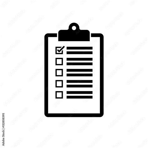 Checklist Clipboard Icon Black Icon Isolated On White Background