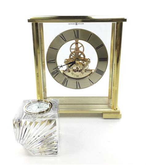 Lot 2pc Waterford And Howard Miller Desk Clocks