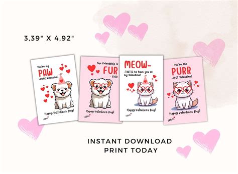 Dog Valentine's Day Cards Printable Classroom Valentine's Day Cards for ...