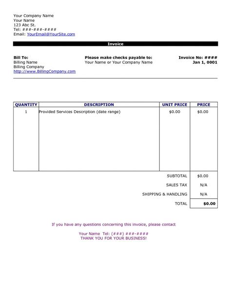 Invoice Templates Printable Free Excel Excelxo