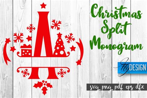 Christmas Split Monogram SVG | Monogram Letters (3036011)