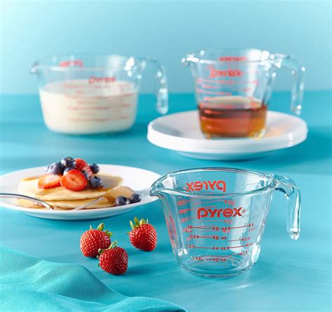 Pyrex 3 Piece Glass Measuring Cup Set Includes 1 Cup 2 Cup And 4 Cup Tempered Glass Liquid