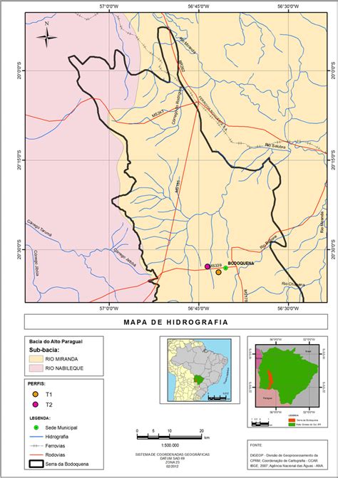 Mapa hidrológico da porção norte da Serra da Bodoquena MS Download