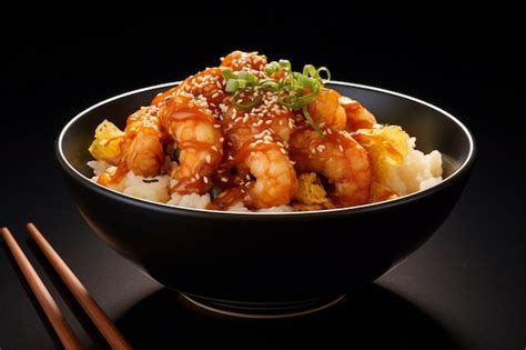 Premium Photo Soy Sesame Seafood Tempura Donburi Sensation