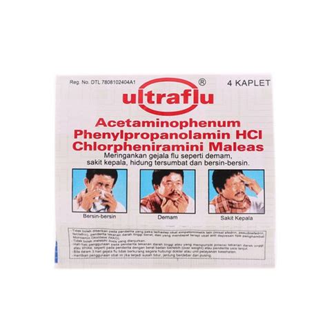 Jual Ultraflu 1 Strip 4 Tablet Kaplet Obat Flu Bersin Demam