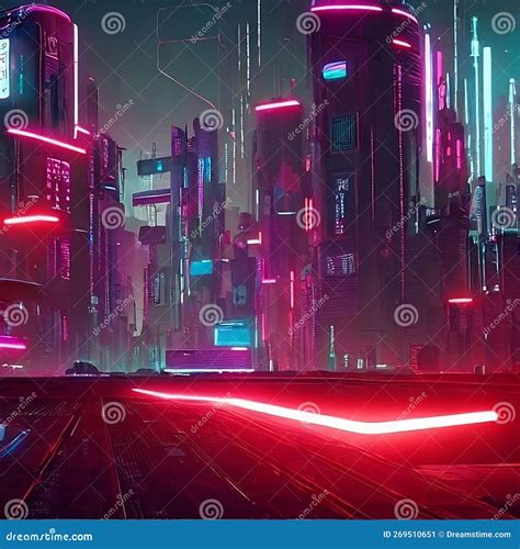 Une Ville De Gratte Ciel Futuriste N On Lumi Re Num Rique Cyberpunk