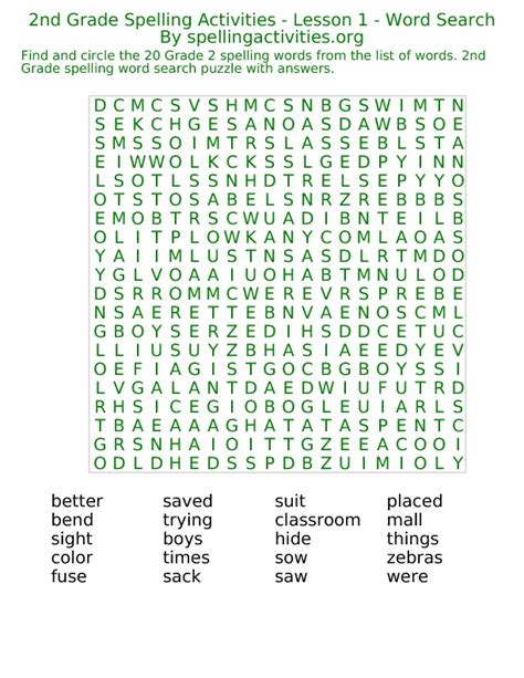 6 Best Images Of Printable Kids Word Search 2nd Grade 2nd Grade Word