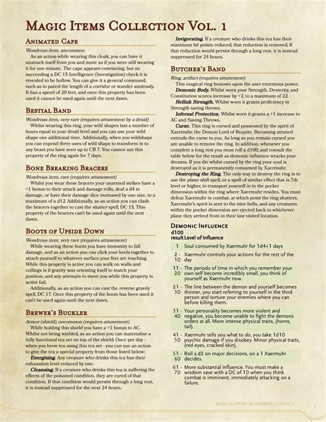 Xanathars Guide To Everything Common Magic Items Yoiki Guide