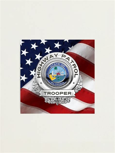 Florida Highway Patrol Fhp Trooper Badge Over American Flag