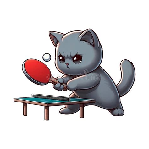 Cartoon Cat Playing Ping Pong, AI-generated. Stock Illustration - Illustration of adorable ...