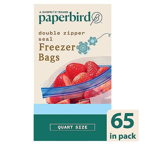 Paperbird Double Zipper Seal Freezer Bags, 65 count - ShopRite