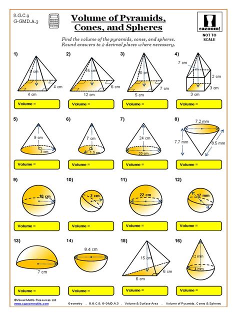 Geometry Volume And Surface Area Volume Of Pyramids Cones And