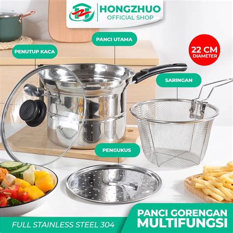 Jual Hongzhuo Panci 3 In 1 Kukus Rebus Goreng Deep Fryer Alat