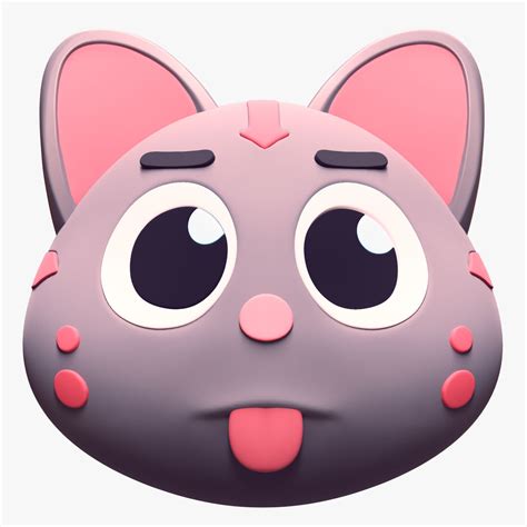 Cartoon Cat Head Pack Emoji 3D Model