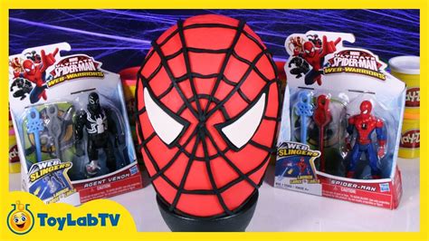 Giant Spiderman Play Doh Surprise Egg Opening And Toy Unboxing With