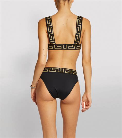 Versace Black Greca High Waist Bikini Bottoms Harrods Uk