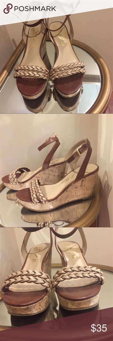 Cork Heel Wedge Sandal With Subtle Gold Straps Wedge Sandals Cork