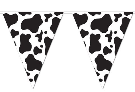 Simply Bovine Cow Print Pennant Banner Cow Decoration Cow Party Clipart Best Cow