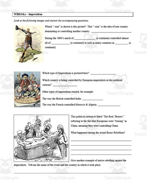 Imperialism Review Sheet By Teach Simple