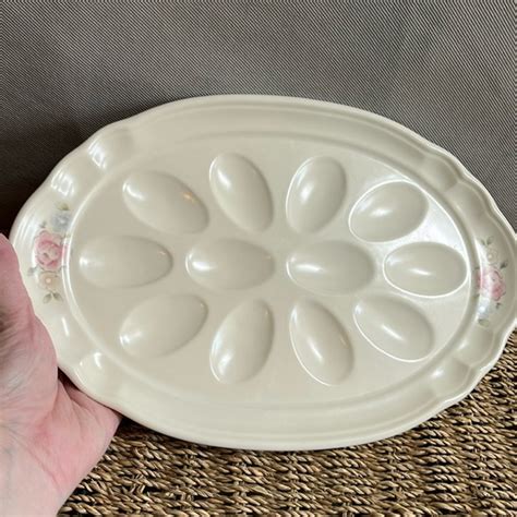 Pfaltzgraff Dining Pfaltzgraffp Fluted Deviled Egg Plate Tea Rose