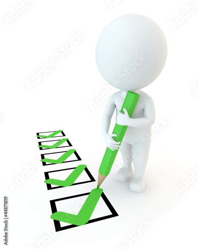 3d Small People Marking A Check List Stock Photo And Royalty Free