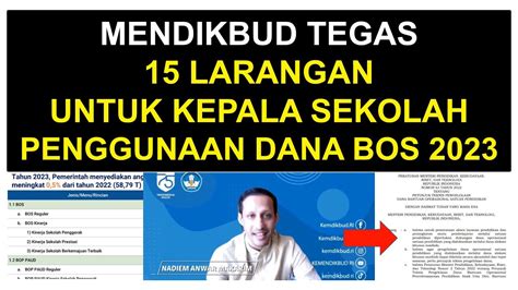 15 Larangan Untuk Kepala Sekolah Untuk Dana Bos 2023 Youtube