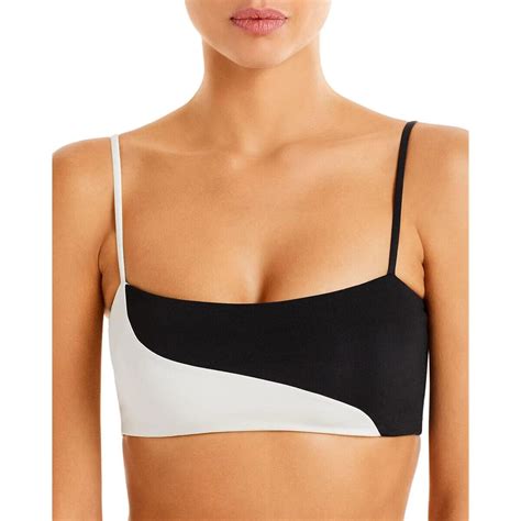 NWT L Space Black Cream Ari Colorblocked Bikini Top Nancy Lee Bitsy