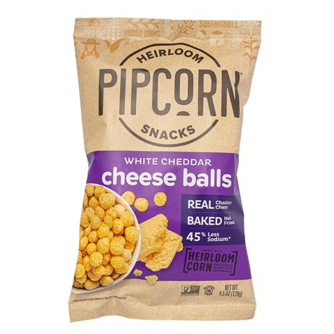 Pipcorn Heirloom White Cheddar Cheese Balls Shop Chips At H E B