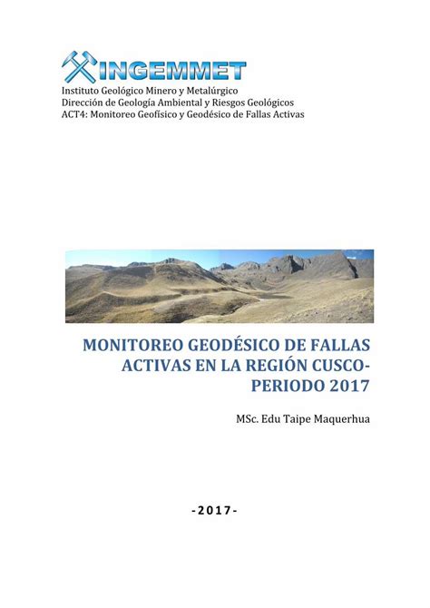 PDF MONITOREO GEODÉSICO DE FALLAS ACTIVAS EN Informe Técnico 2017