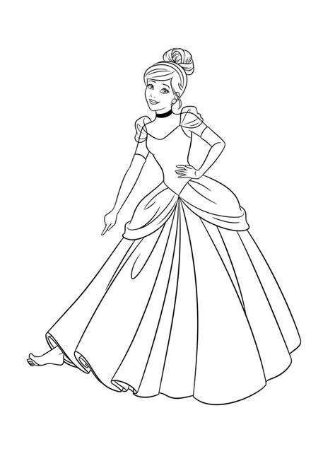 The Princess In Her Dress Coloring Page