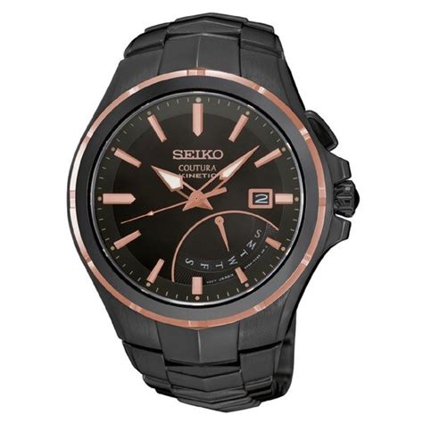 Shop Seiko Mens Black Stainless Steel Mens Kinetic Coutura Sapphire Crystal Watch Free